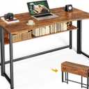 Huuger Folding Desk with Storage Shelf, 39.3 Inch Foldable Computer Table for Small Spaces, Space Saving Sofa Table for Couch, Writing Work Office Computer Desk, Easy to Fold, Rustic Brown, 18.5"D x 39.4"W