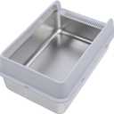Premium Stainless Steel Open Top Cat Litter Box Sturdy Metal Litter Tray for High Peeing Cats L