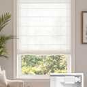 LazBlinds No Drill Cordless Roman Shades, 35" W × 64" H, Trace White