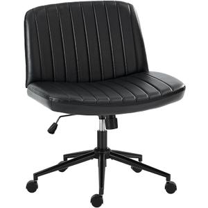 Criss Cross Chair with Wheels, Ergonomic Armless Swivel Comfy Vanity Seat, Wide Back Support and Adjustable Height for Home Office Bedroom Computer Gaming Makeup