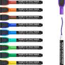 maxtek Magnetic Whiteboard Markers - 12 Count Colorful Fine Tip Dry Erase Markers with Eraser for Kids, Low Odor Thin Markers for Calendar Boards