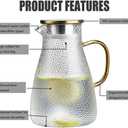 2L/68oz Water Pitcher Glass Pitcher with Lid and Handle, Heat/Cold Resistant Borosilicate Glass Water Carafe for Coffee, Lemonade, Iced Tea,Beverage, Water Glass Jug