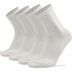 Socks Daze Merino Wool Cushioned Hiking Socks for Men Women, Warm Crew Walking & Boot Socks for Trekking, Work, Outdoor (Medium, 4 Pairs White)