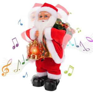Luckit Electric Christmas Santa, Electric Santa Claus Toy with Santa Claus and Backpack Christmas Singing Santa Musical Shaking Santa Party Decorations Christmas New Year Gift for Children Boys Girls