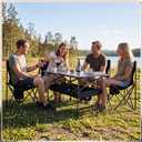 Black 5 Pcs Folding Camping Table and Chairs Set Portable Aluminum Lightweight Camp Table with Mesh Bag 4 Oxford Cloth Folding Chairs for Outdoor Camping Backyard BBQ Picnic, 37.4 x 21.65 x 19.69 inches
