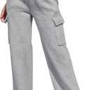 Cargo Sweatpants Women Wide Leg High Waisted Sweat Pants with Pockets Womens Lounge Casual Joggers (Gray, XXL)