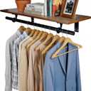 Closet Shelf with Hanging Rod, Heavy Duty (Black, 1 PACK 11.8" x 31.4")