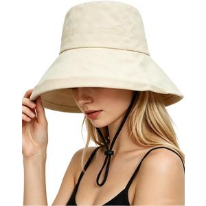 Women-Sun-Hat Safari-Sun-Protection-Bucket Fishing-Hat UV Protection Hiking (Beige)