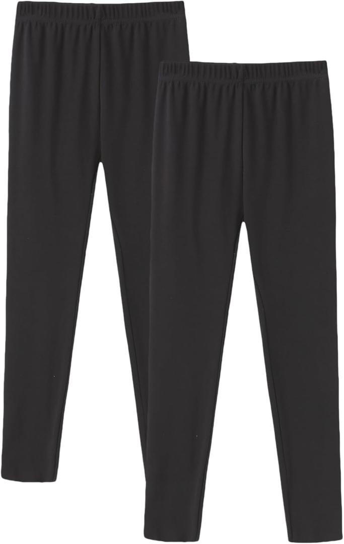 Girls'Leggings Comfortable Stretchy Footless Girls Pants Kids Soft Pull On Warm Tights Black Black for 11-12Years
