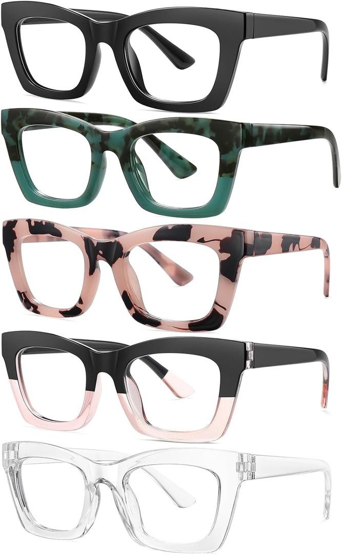 ZEHEXA Reading Glasses for Women Blue Light Blocking Glasses Filter UV Square Readers Glasses for Men and Women 5 Pack 0.5