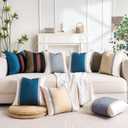 Throw Pillows Covers for Home, Lumbar Porch Pillow 14x36 Inch White Grey and Blue Striped Long Body Pillow for Bed Modern Farmhouse Decorative Accent Cushion Covers for Bed Couch Sofa Set of 1