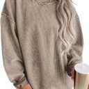Women's Casual Corduroy Sweatshirts 2025 - Comfortable Long Sleeve Crewneck Pullovers for Fall and Winter (Khaki, Large)
