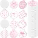 50 Pcs Pink Bow Compact Mirror Bulk Small Pocket Purse Round Mirror Portable Folding Makeup Pink Bow Mirrors Gifts for Women Coworker Employee Teacher