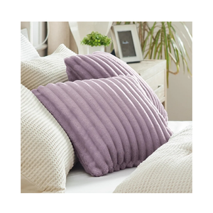 Bedsure Throw Pillow Covers - Pack of 2, 18x18 Pillow Cover, Soft, Cozy, Fluffy, Striped Design, Home Decor for Sofa, Couch, Bed, Light Purple