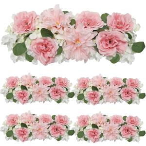 Wedding Arch Decorations, 18 inch Pack of 4 Artificial Flower Table Centerpieces Floral Arrangement for Wall Backdrop Party Bridal Shower Event Decor - Pink & White