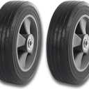 (2- Pack) Run-Flat Solid Rubber Replacement Tire 8" x 2'' with a 5/8" axle for Hand Trucks, Wheelbarrows, Dollies, Trolleys and More  Run Flat with 500 lbs Max Loads