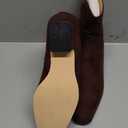 Coutgo Womens Booties Low Heel Ankle Boots Square Pointed Toe Chunky Heel Side Zipper Dressy Fall Boots Shoes (7.5, Chocolate)