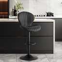 Bar Stools with Back 1-Piece Set, 360 Swivel Adjustable Height (23.6-33.5") Counter Stools, PU Leather Upholstered with High-Density Foam, Sunray Design Metal Base for Kitchen Island (Black)