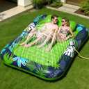 JOSEN Inflatable Tanning Pool Lounger Float with Sprinkler, XXL Large Pool Floats Adult Heavy Duty 83" x 63", Suntan Tub Water Pool Lounge Rafts, River Lake Floaties Water Floats with Cup Holders