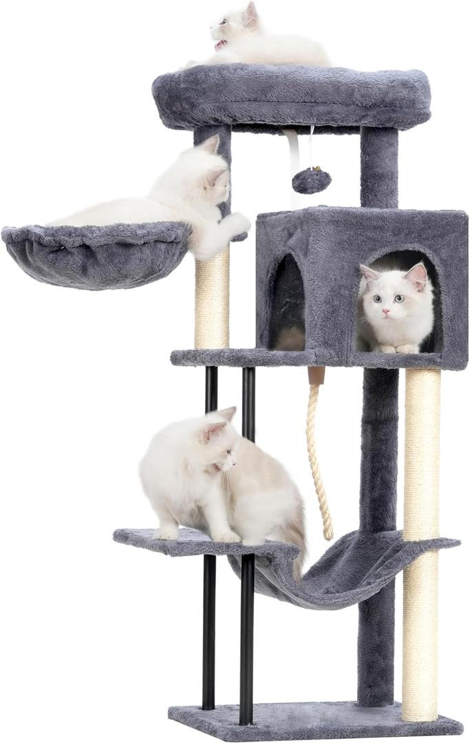 Cat Tree, Cat Tower for Indoor Cats, 43.3 inch Cat Tree Tower with Sturdy Steel Tube, Cat Hammock, Cat Condo for Small Cats and Kittens, Cat Scratching Post, Smoky Gray GCT004SG (43.3 inches)