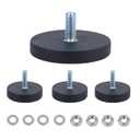4 Pack Rubber Coated Neodymium Magnets with M6 Threaded Studs, 30LBS Strong Mounting Magnetic Base for Light Bar, Camera, Mirror, Tools, Car Use – 1.69 Inch Heavy Duty Magnet Holder