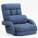 Indoor Floor Chair with Armrest and Pillow Folding Chaise Lounge Sofa 14-Position Adjustable Comfy Gaming Recliner Chair Padded Seats for Adults (Blue03)