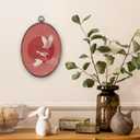 DILSJ Vintage Japandi Crane Oval Wall Art Decor, Japanese Sunrise Bird Canvas Wall Art Framed, Japanese Red Sun Hanging Decorations for Living Room Bedroom Home, 11x8.5 Inch