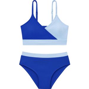 Girls' 2 Piece Swimsuit Solid Spaghetti Strap Bikini Sets Beach Bathing Suit Swimwear for Teen Girls (9-10 Years)