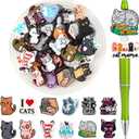 Silipull 40 Pcs Cat Silicone Focal Beads for Pens Silicone Beads Bulk for Keychain Making DIY Gift Necklace Bracelet Jewelry