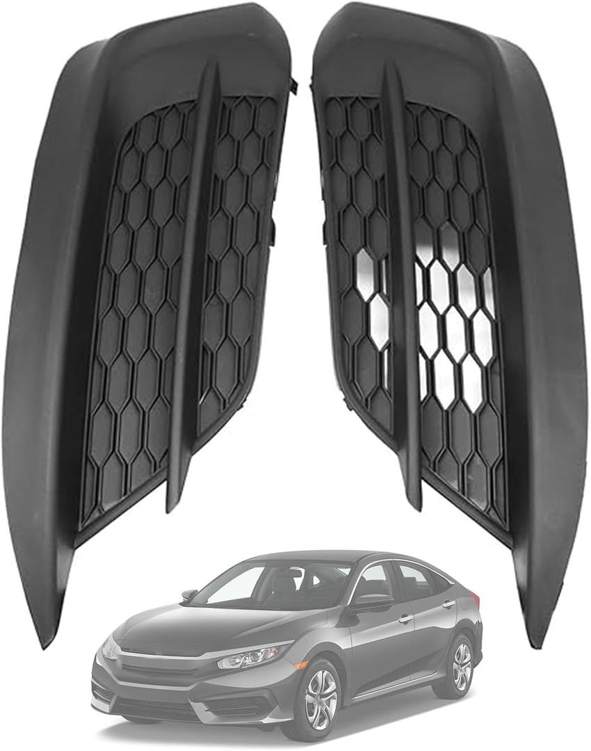 FZJDSD 2PCS Front Bumper Fog Light Cover Assembly Compatible with Honda Civic Sedan/Coupe 2016 2017 2018 Fog Lamps Cover Replace 71103-TBA-A00 71108-TBA-A00