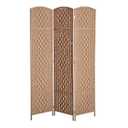 HOMCOM Room Divider, 3 Panel Folding Privacy Screen, 6FT Tall Portable Wicker Weave Partition Wall Divider for Bedroom, Home Office, Natural