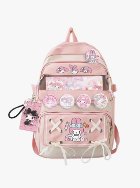 Teenage Girls Cute Backpack For School 17.5 Inch Students Casual Travel Aesthetic Backpack With Kawaii Accessories, Pink