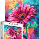 Pink Gerber Flower Jigsaw Puzzle 1000 Pieces for Adults,Valentine Day Colorful Style Floral Jigsaw Puzzles for Challenging Family Activity Games DIY Puzzle for Home Wall Decor Gifts - 20 x 27 Inches