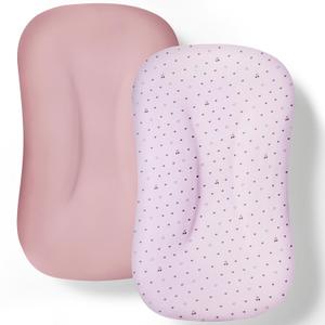 Baby Lounger Cover 2 Pack - Silky Soft and Breathable Infant Lounger Cover, Newborn Lounger Slipcover for Baby Boys Girls, Fits Cpzzkq & Most Loungers, Cover Only, Pink
