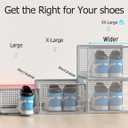 Kuject XX-Large Shoe Storage Boxes Organizers Clear Plastic Stackable 12 Pack, Shoe Rack & Holder Substitute, Sneaker Containers, Shoe Storage Organizer Bins for Closet, Under Bed, Grey(No Fold Line)