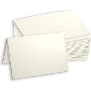 Hamilco Cream White Cardstock Paper Blank Tent Cards A2 Folded, 4.25" x 5.5", Heavyweight 80 lb Cover, Printable Place & Invitation Cards, 100 Cards