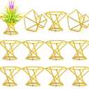 Funrous 12 Pcs Air Plant Holders Geometric Gold Airplants Rack Metal Geometric Decor Classic Modern Air Fern Plant Stands Mini Golden Planters Tillandsia Pot Containers for Office Home Wedding