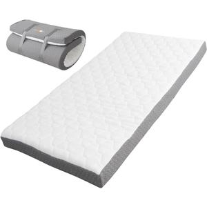 EMOOR Japanese Futon Mattress Roll-Type Relax-2 Small-Twin, High-Resilience Removable & Washable Cover Guest use Tatami Floor Sleeping Space-Saving Minimalist (Grey)