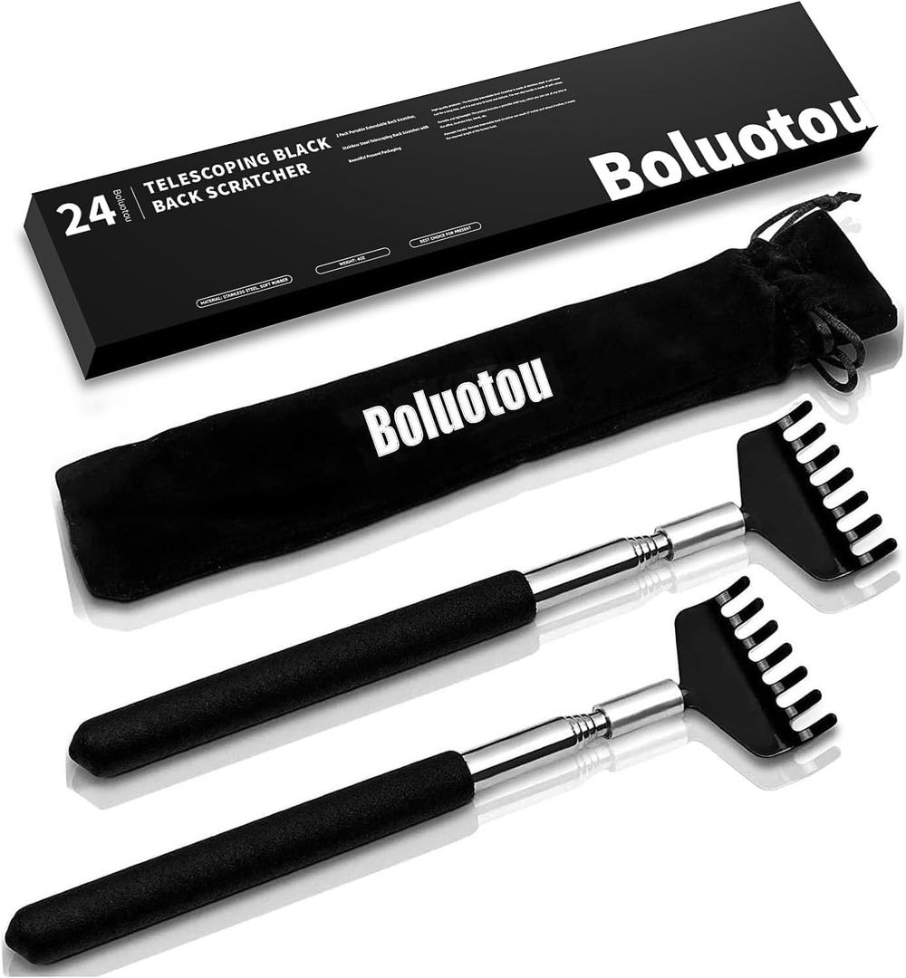 2 Pack Portable Extendable Back Scratcher, Stainless Steel Telescoping Back Scratcher with Beautiful Present Packaging