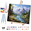 Landscape Paint by Numbers for Adults with Framed Canvas - Wooden Easel