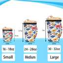 2 x Reusable Iced Coffee Cup Sleeve Colorful Flowers Neoprene Insulated Sleeves Cup Holder with handle Idea for 16oz - 18oz
