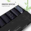 Niorasen Mens Dress Socks, 6 Pairs Soft Breathable Bamboo Rayon, Classic Mid Calf Socks for Men with Box,Valentines Day (Black, L)