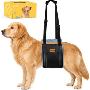 Vivifying Dog Lift Harness for Large Dogs, Soft Flannel Rear Leg Support Sling, Adjustable Dog Lifting Harness for Weak Back Legs, Senior Injured Disabled Dogs, ACL Surgery Mobility Assist, L, Gray