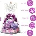 Mothers Day Rose Gifts for Women Preserved Real Flower in Glass Angel Figurines Roses for Delivery Prime Birthday Gifts for Mom Grandma Girlfriend Wife Her, Multi Purple