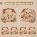 DjinnGlory 36 Pack Brown Kraft Party Favor Treat Boxes for Wedding, Bridal Shower, Annivesary, Christmas and all Occasion, Floral Thank You Gable Boxes for Small Business 6.18x3.58x3.39 Inches