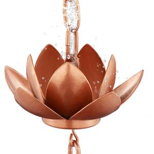 8.5ft Rain Chain for Gutters Downspouts Outside, Copper Plated Lotus Rain Chain Cups, Functional and Decorative Replacement for Gutter Downspouts