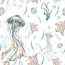 HeloHo Peel and Stick Wallpaper 16.1" X 394" Light Blue Wall Paper Ocean Jellyfish Seaweed Self Adhesive Removable Waterproof Contact Paper for Bathroom Living Room Decor