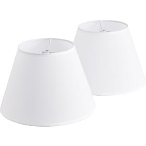 White Small Lamp Shade for Table Lamps, 6" Top x 10" Bottom x 7" High Barrel Lampshades, Linen Fabric Lamp Cover Replacement, Spider Fitter for Harp and Adapter, 6x10x7 Inch Retro Decor(White, 2 Pack)