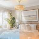 20'' Gold Boho Fandelier Ceiling Fan with Light, Bedroom Chandelier with Light Remote Control, Caged with 6 Speeds for Bedroom, Nursery, Living Room