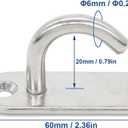 Stainless Steel Ceiling Hooks & Wall Hangers - Heavy Duty M6 Screw Mount, Rust-Proof Anchor Straps for Garage, Outdoor, Storage (4-Pack), M6 J Hook
